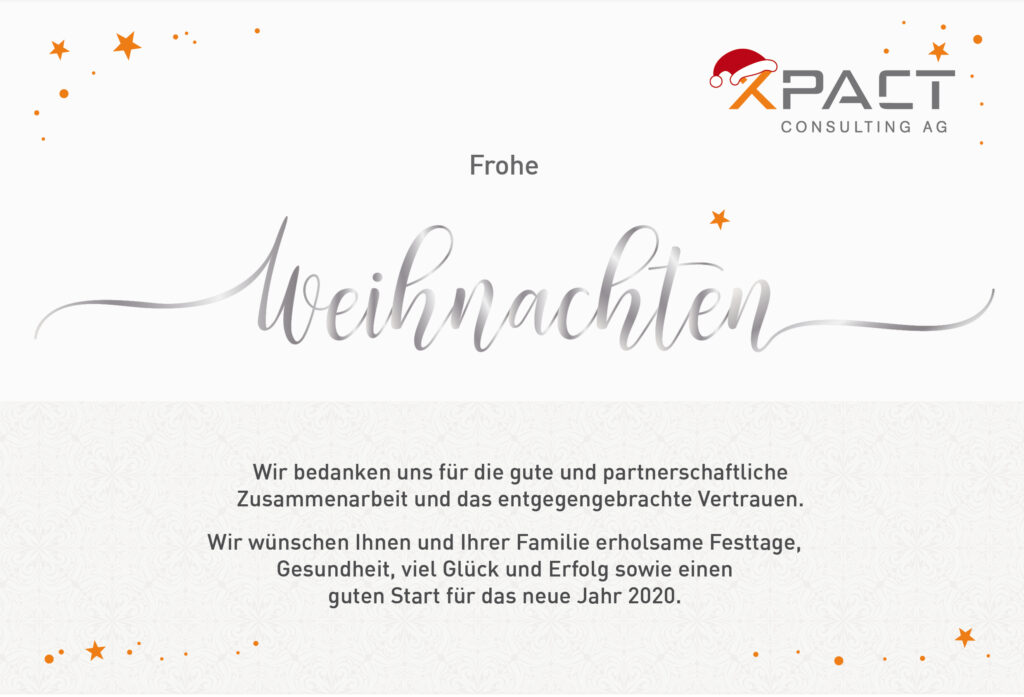 Frohe Weihnachten und alles Gute für das kommende Jahr 2020!